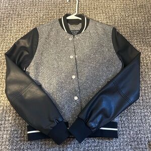 Abercrombie & Fitch Two-Tone Bomber Jacket in Gray and Black